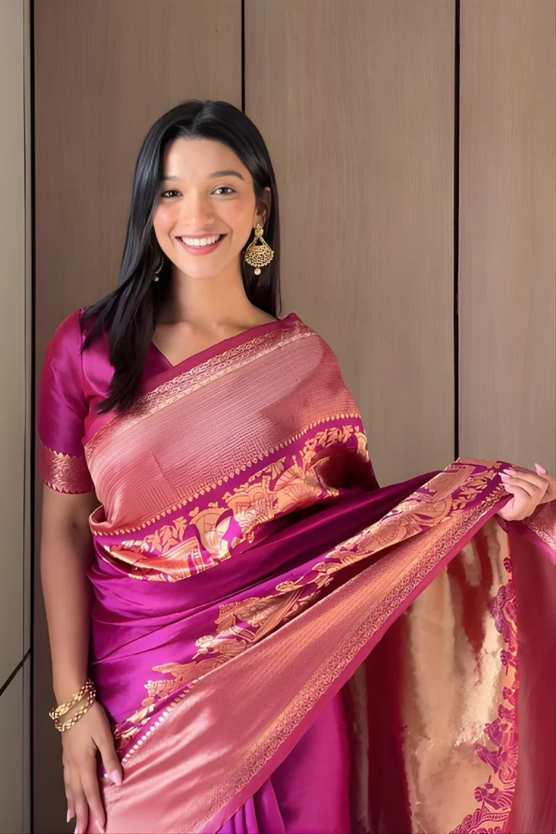 Premium  Purple Banarasi Silk Saree