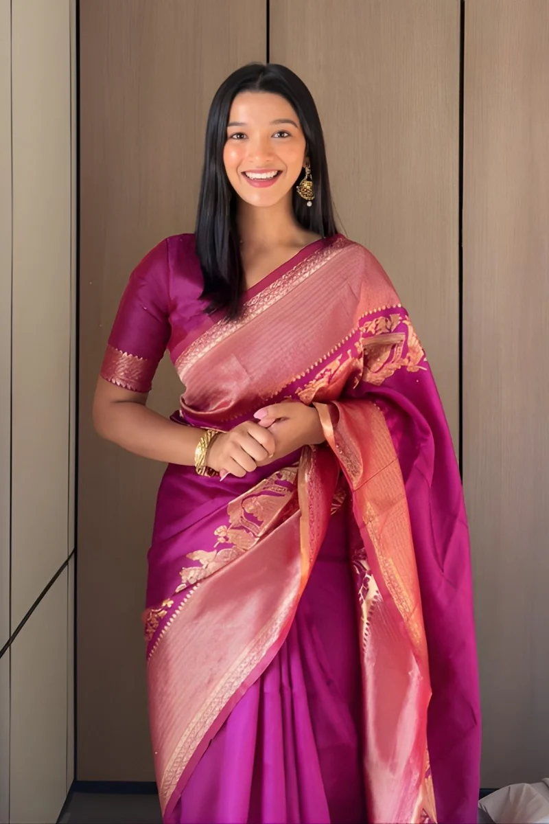 Premium  Purple Banarasi Silk Saree