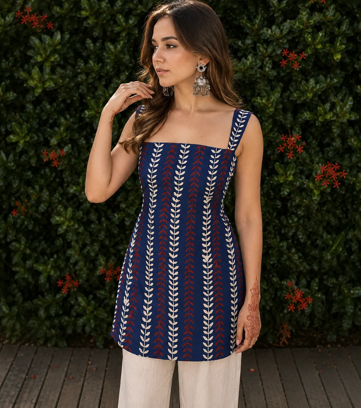 Flower Bell Print Padded Kurti