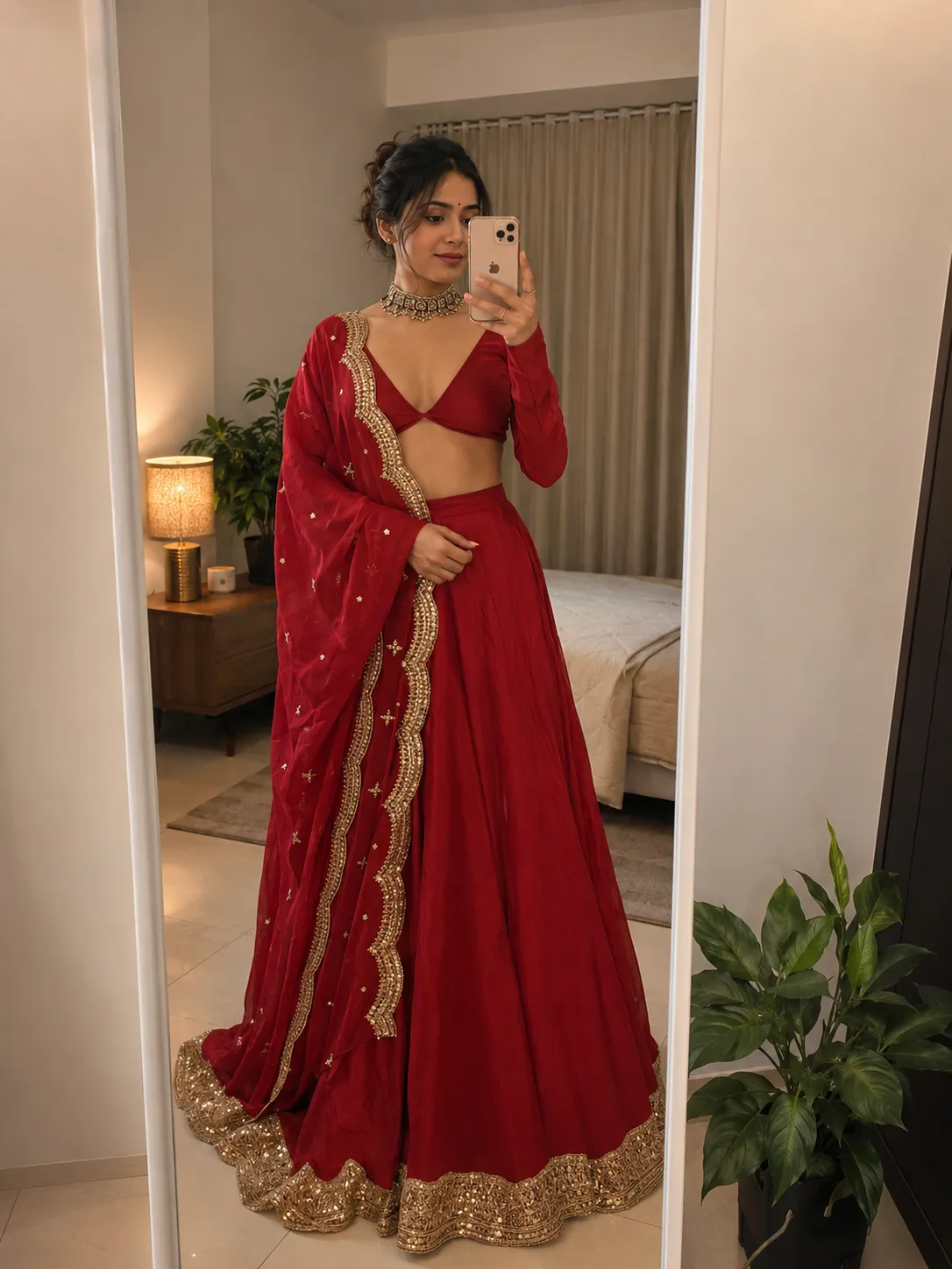 Exclusive Party Wear Red Dola Silk Lehenga Set