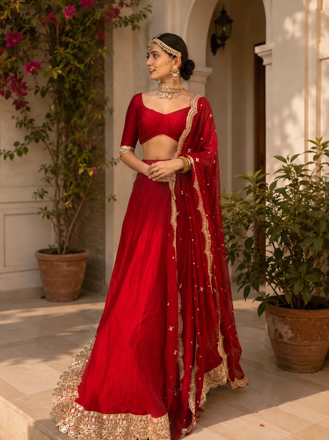 Exclusive Party Wear Red Dola Silk Lehenga Set